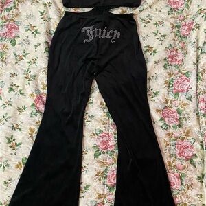 F21 Juicy Couture Black Velour Flare Pants